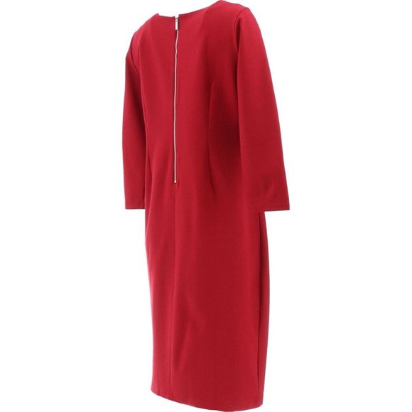 NWT LANDS' END 3/4 SLEEVE PONTE PLEATED COLUMN ZIP BACK DRESS COBALT BLUE 6P - Picture 10 of 12